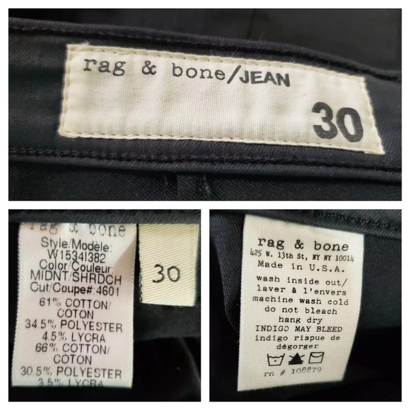 Rag & Bone Coated Split Skinny Jeans Sz 30 Black - Picture 7 of 7